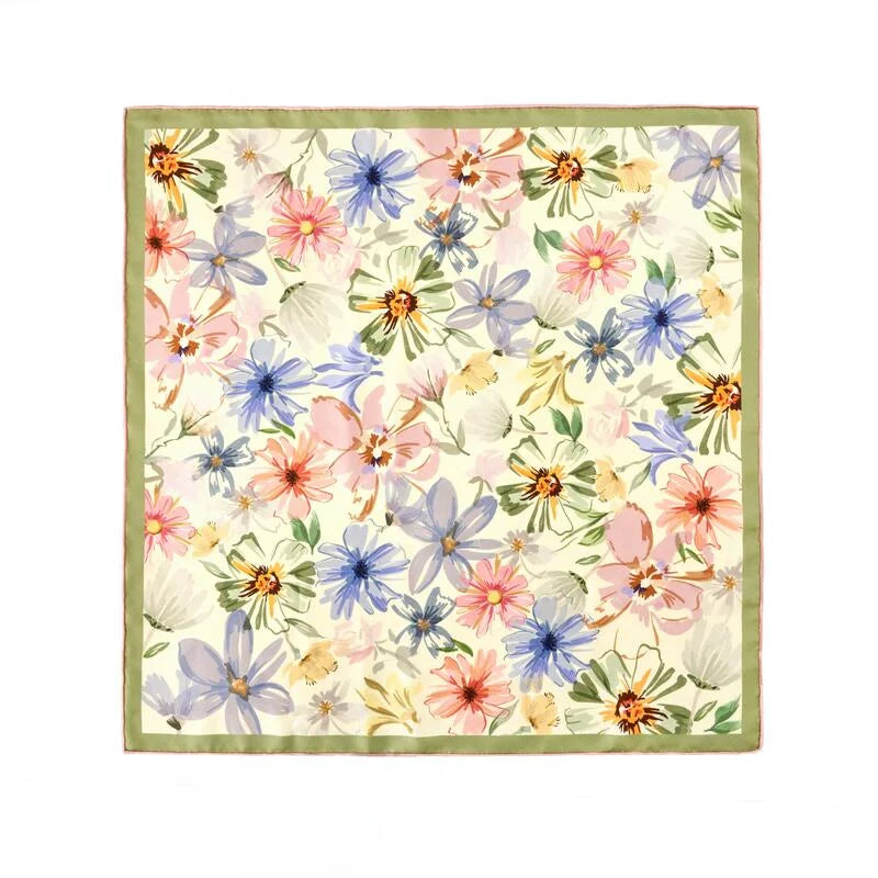 Printed floral silk twill square image 1