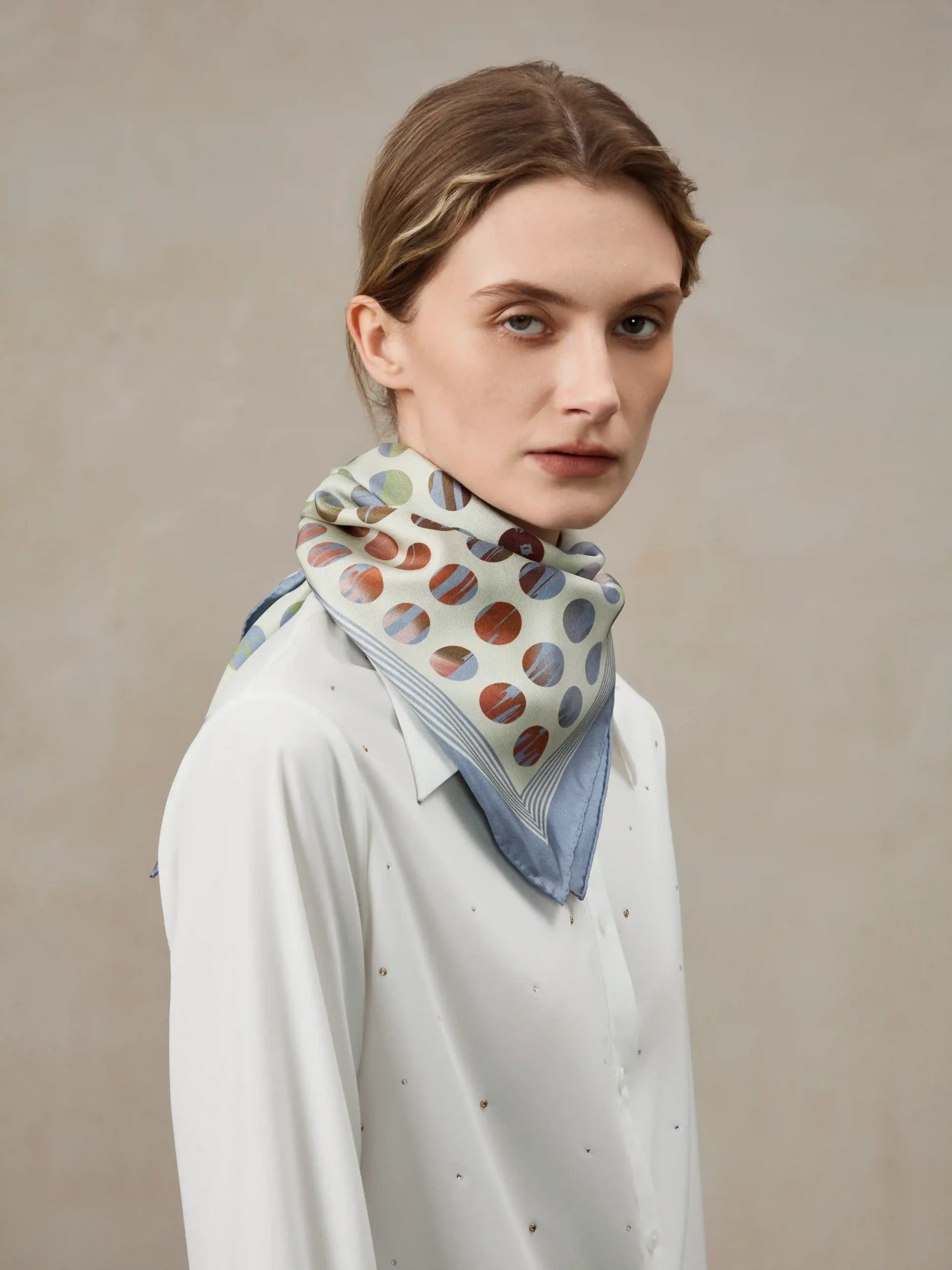 Printed abstract floral silk twill square image 2