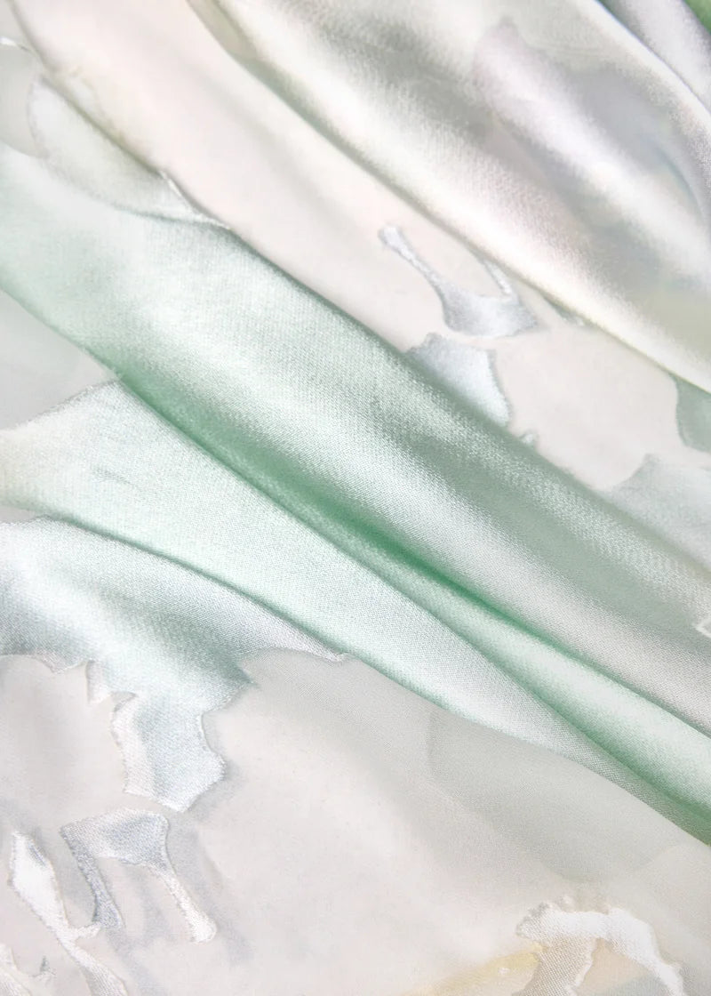 Printed floral devore silk square image 3