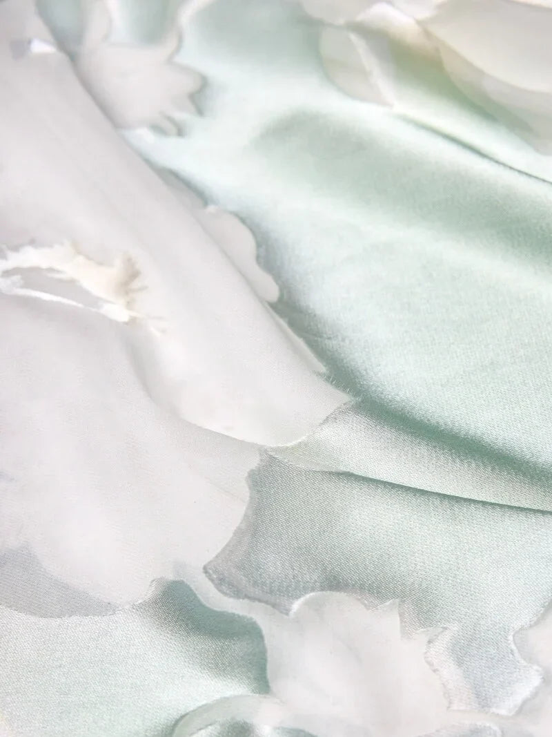 Printed floral devore silk square image 0