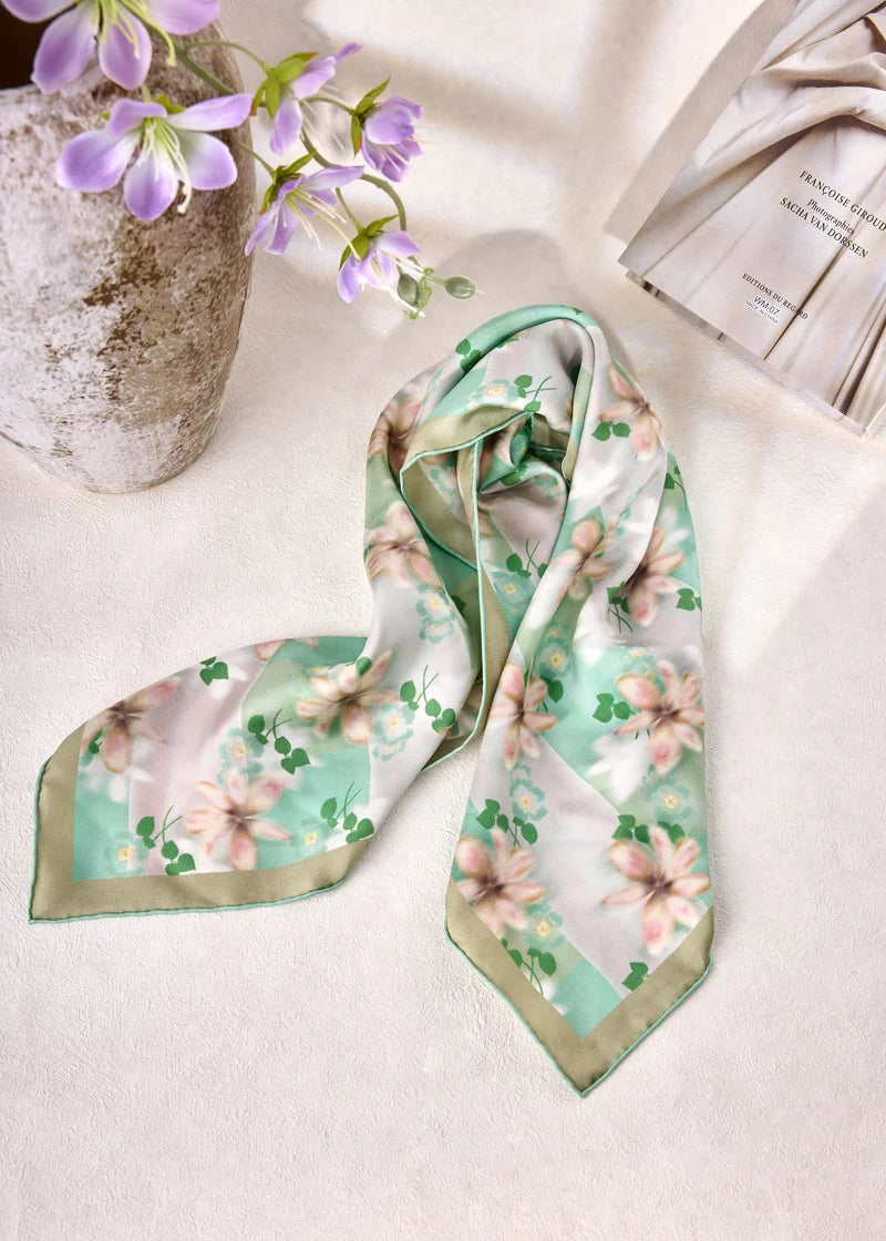 Printed floral silk twill square image 5