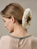 Printed Botanical Floral Silk Puffy Scrunchie image 0