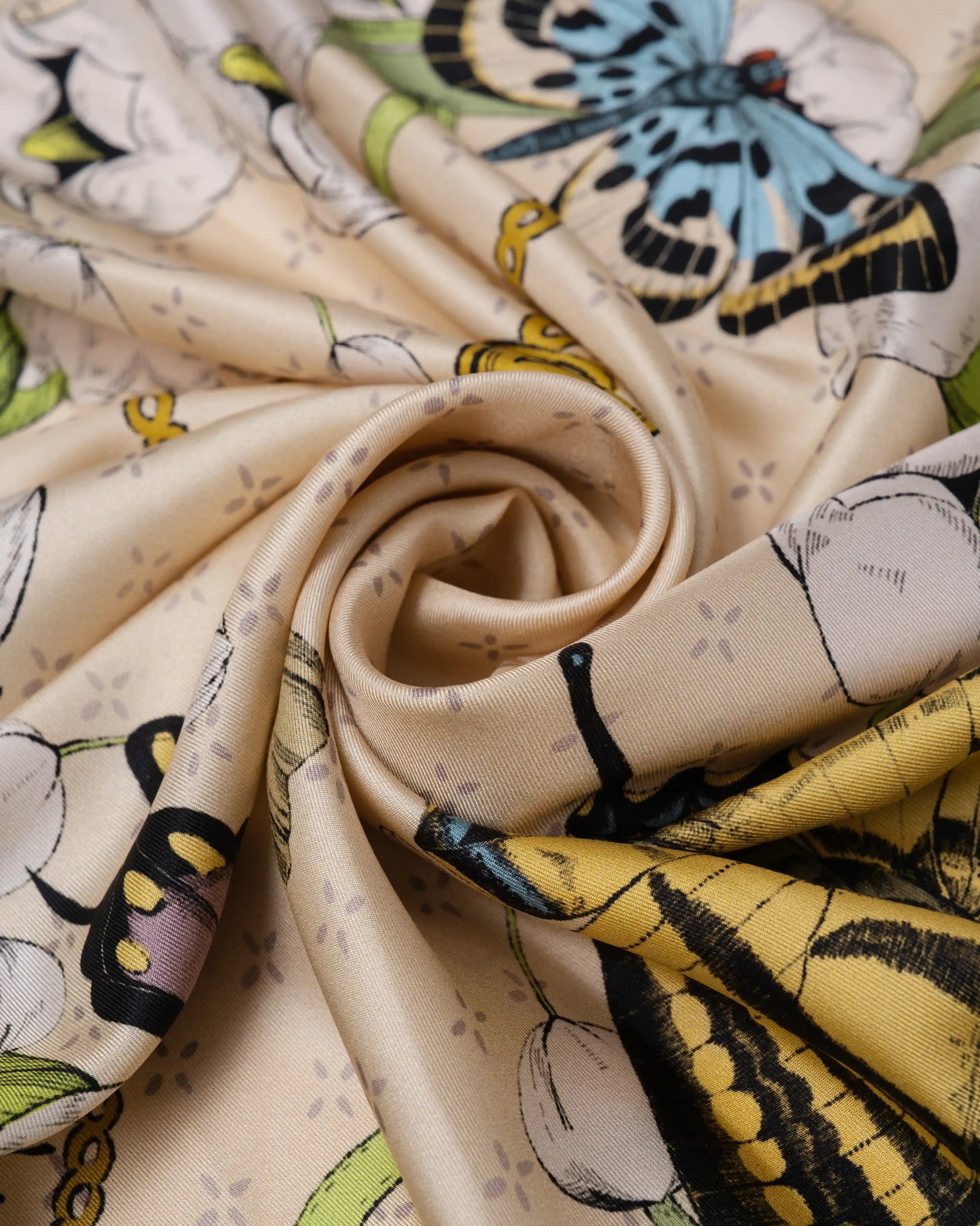 Bloom corner double face silk twill scarf 90