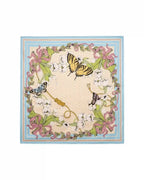 Bloom corner double face silk twill scarf 90