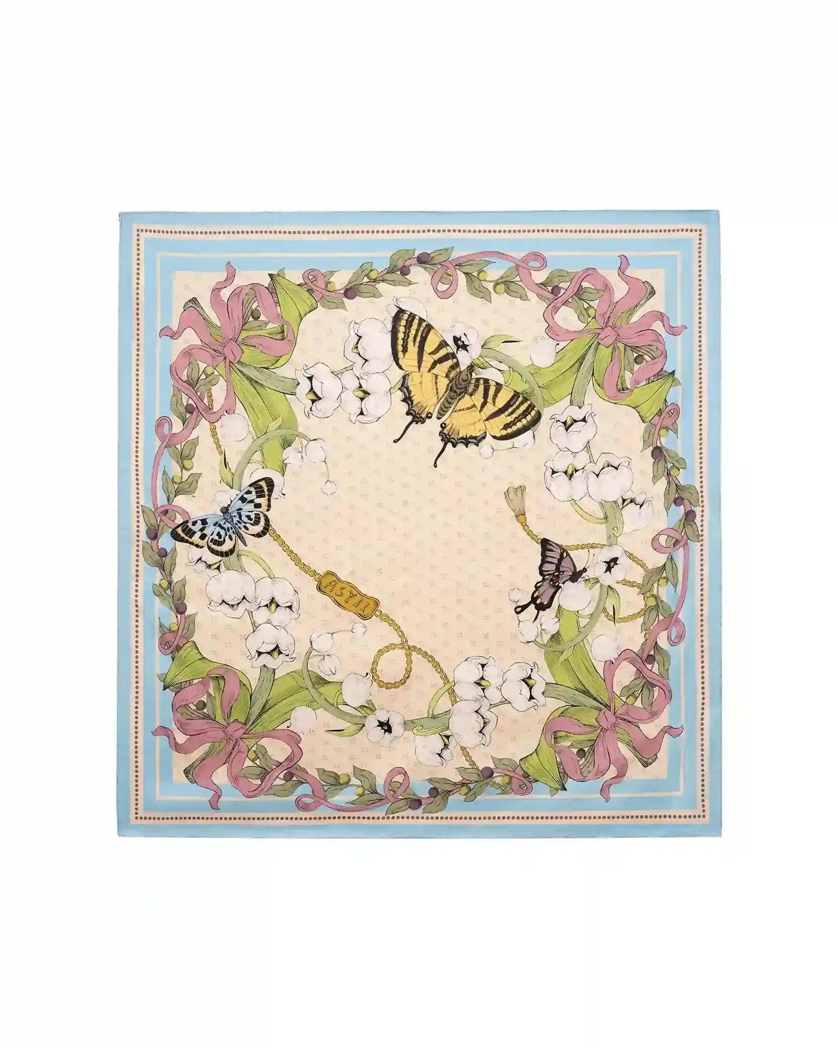 Bloom corner double face silk twill scarf 90