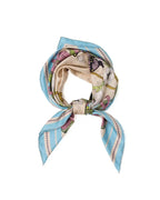 Bloom corner double face silk twill scarf 90