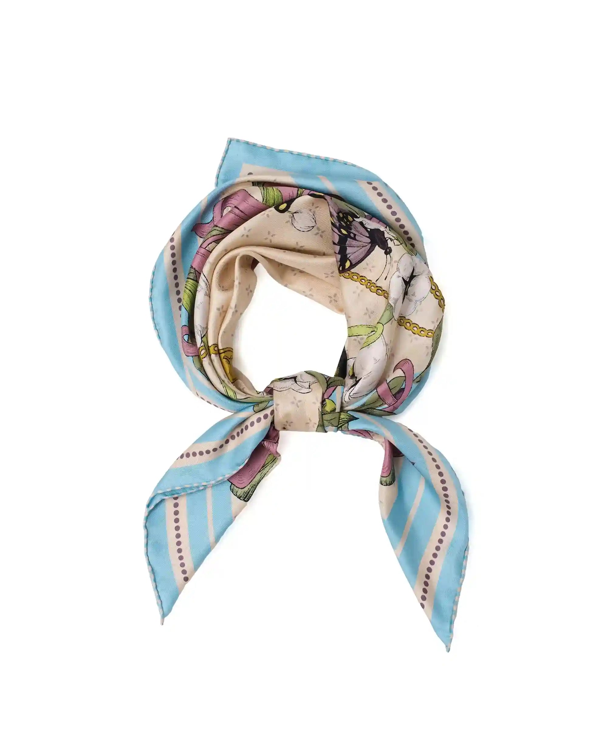 Bloom corner double face silk twill scarf 90