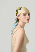 Bloom corner double face silk twill scarf 90