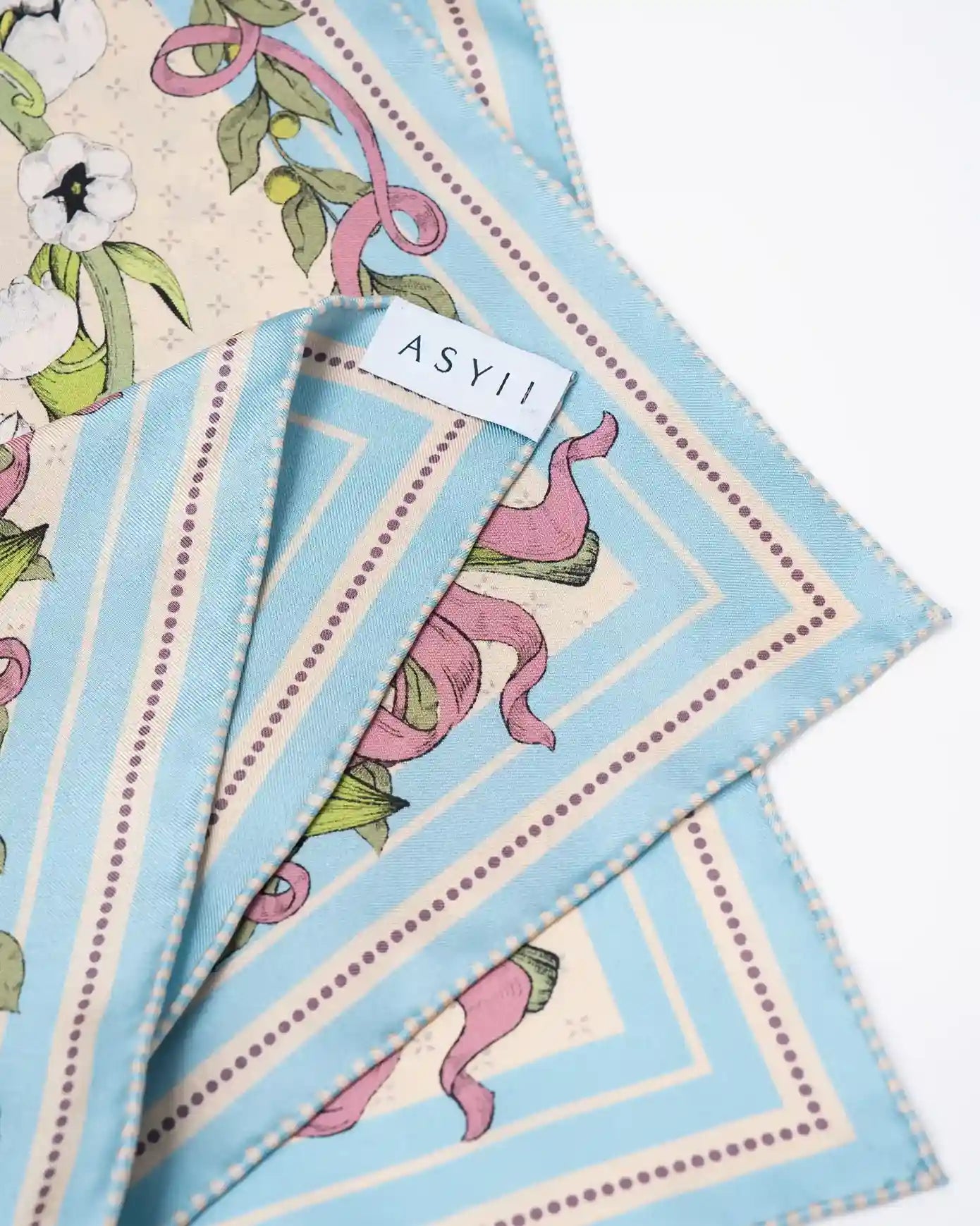Bloom corner double face silk twill scarf 45