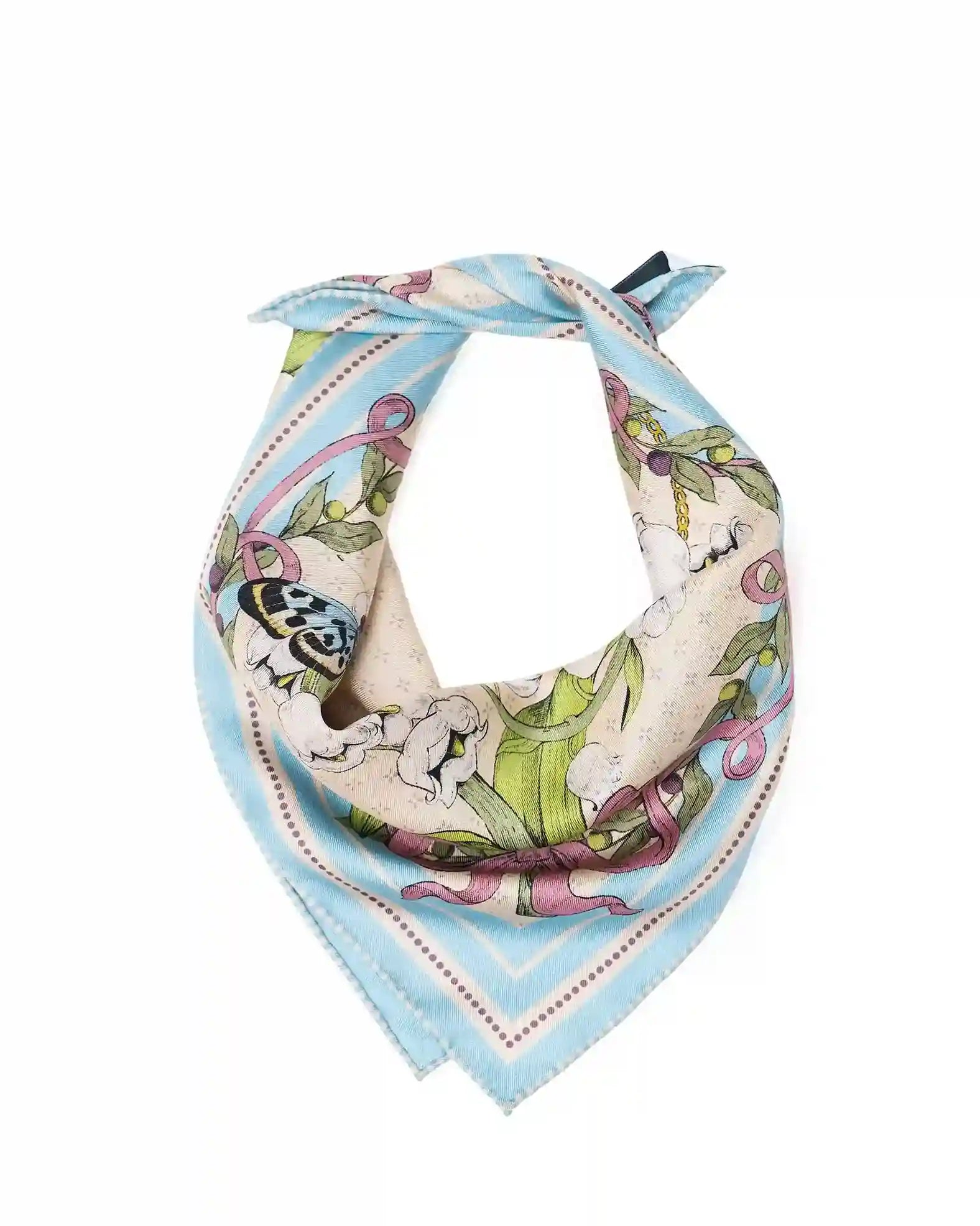 Bloom corner double face silk twill scarf 45