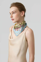 Bloom corner double face silk twill scarf 45