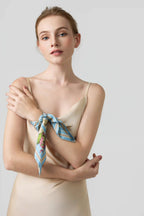 Bloom corner double face silk twill scarf 45