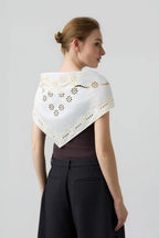 Bow-Laced Silk-Cotton Satin Triangle Scarf