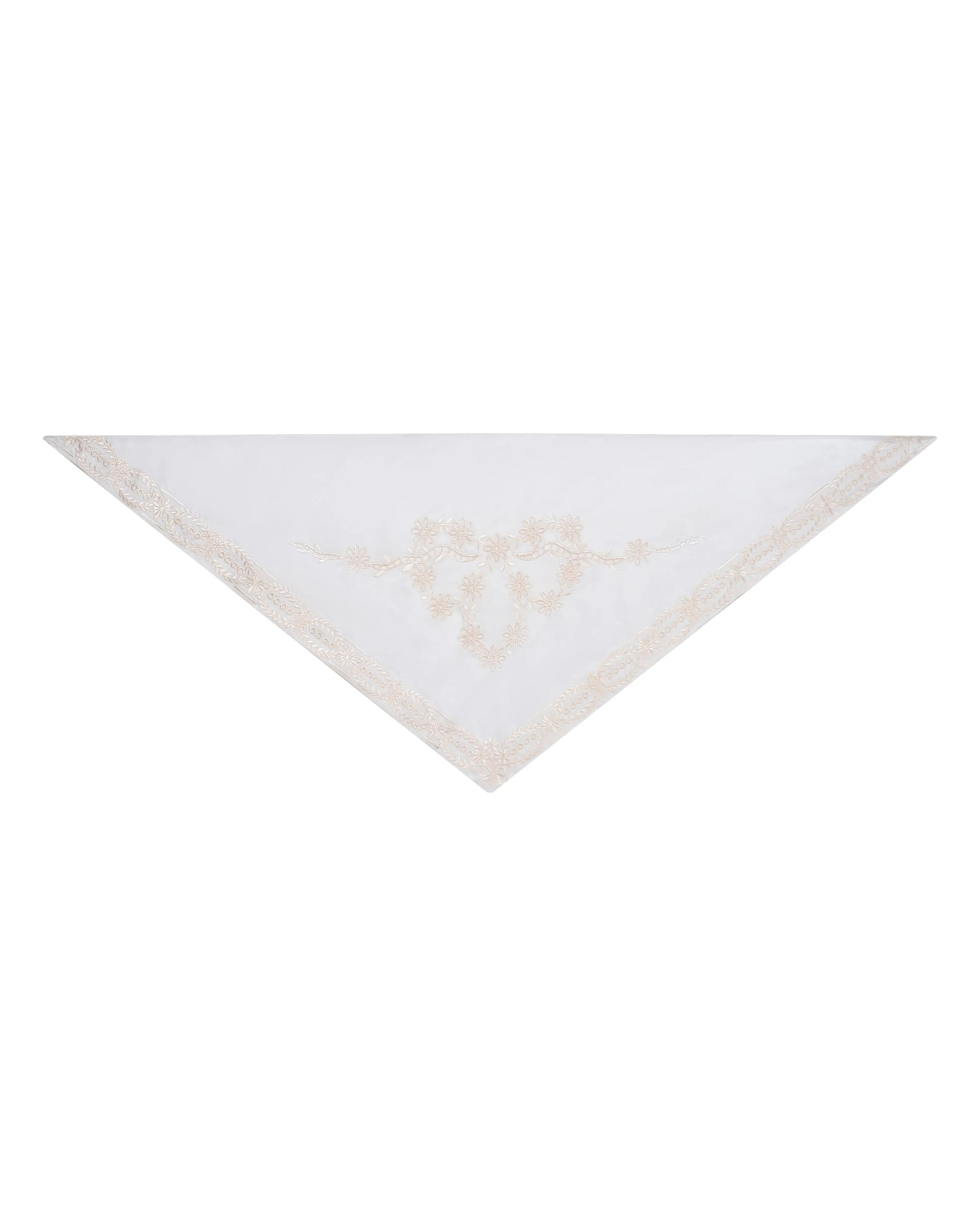 Bow-Laced Silk-Cotton Satin Triangle Scarf