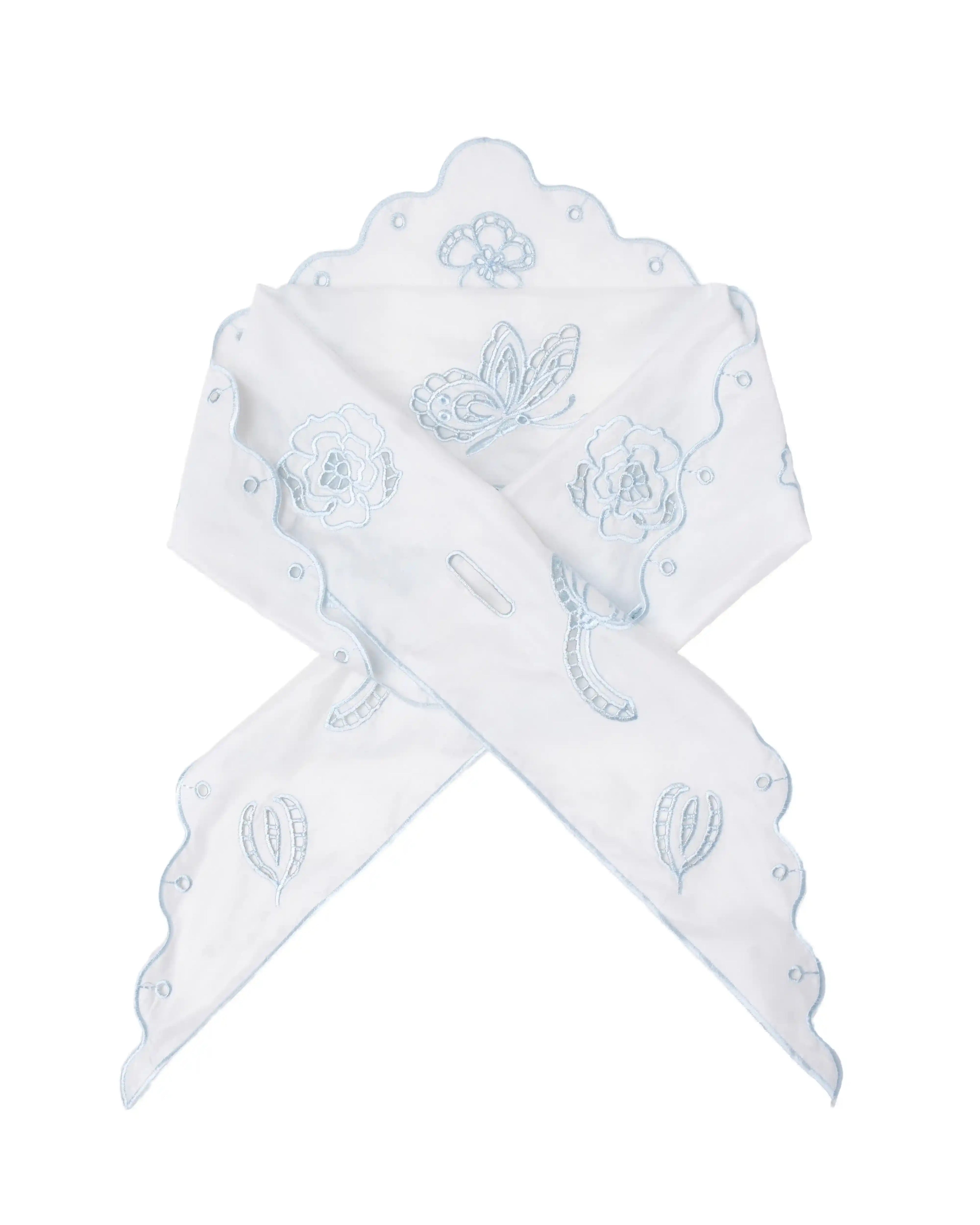 Morning Sketch Silk-Cotton Satin Triangle Scarf