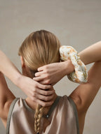 Printed Botanical Floral Silk Puffy Scrunchie image 2