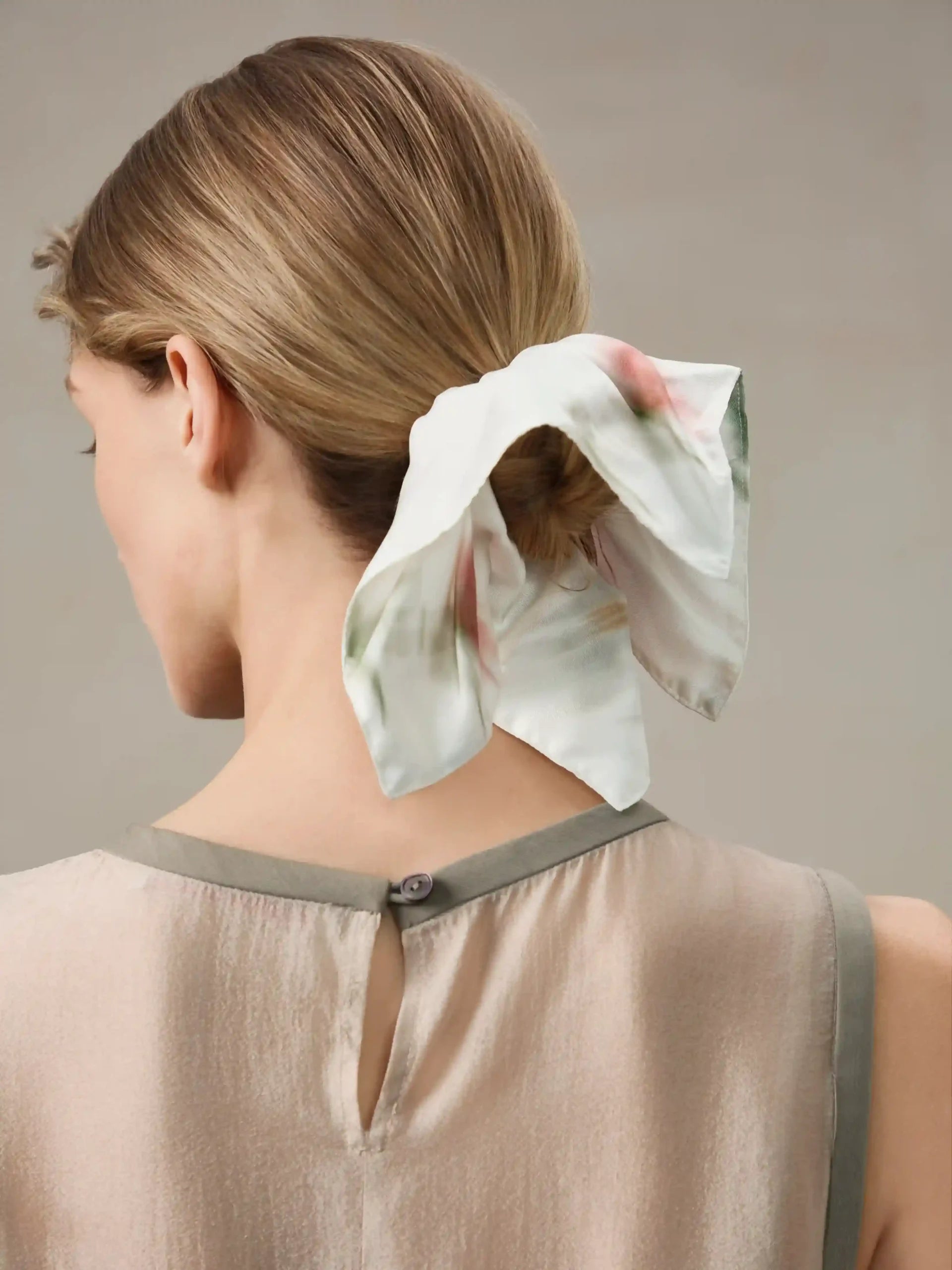 Printed Ethereal Flower Silk Square Scrunchie image 2