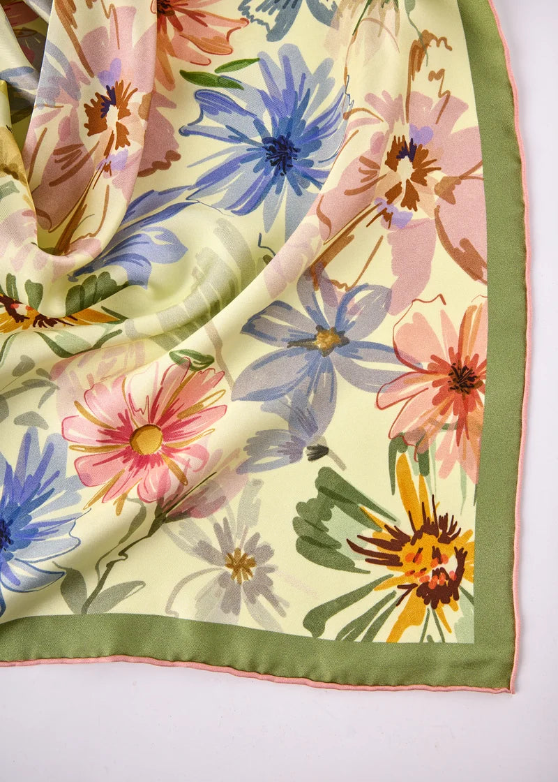 Printed floral silk twill square image 3
