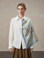 Printed abstract floral silk twill square image 0