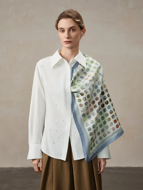 Printed abstract floral silk twill square image 0