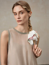 Printed Ethereal Flower Silk Square Scrunchie